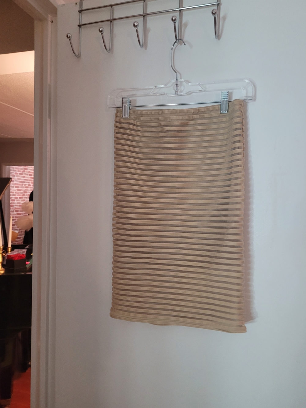 Beige Ribbed Bodycon Skirt - Unbranded